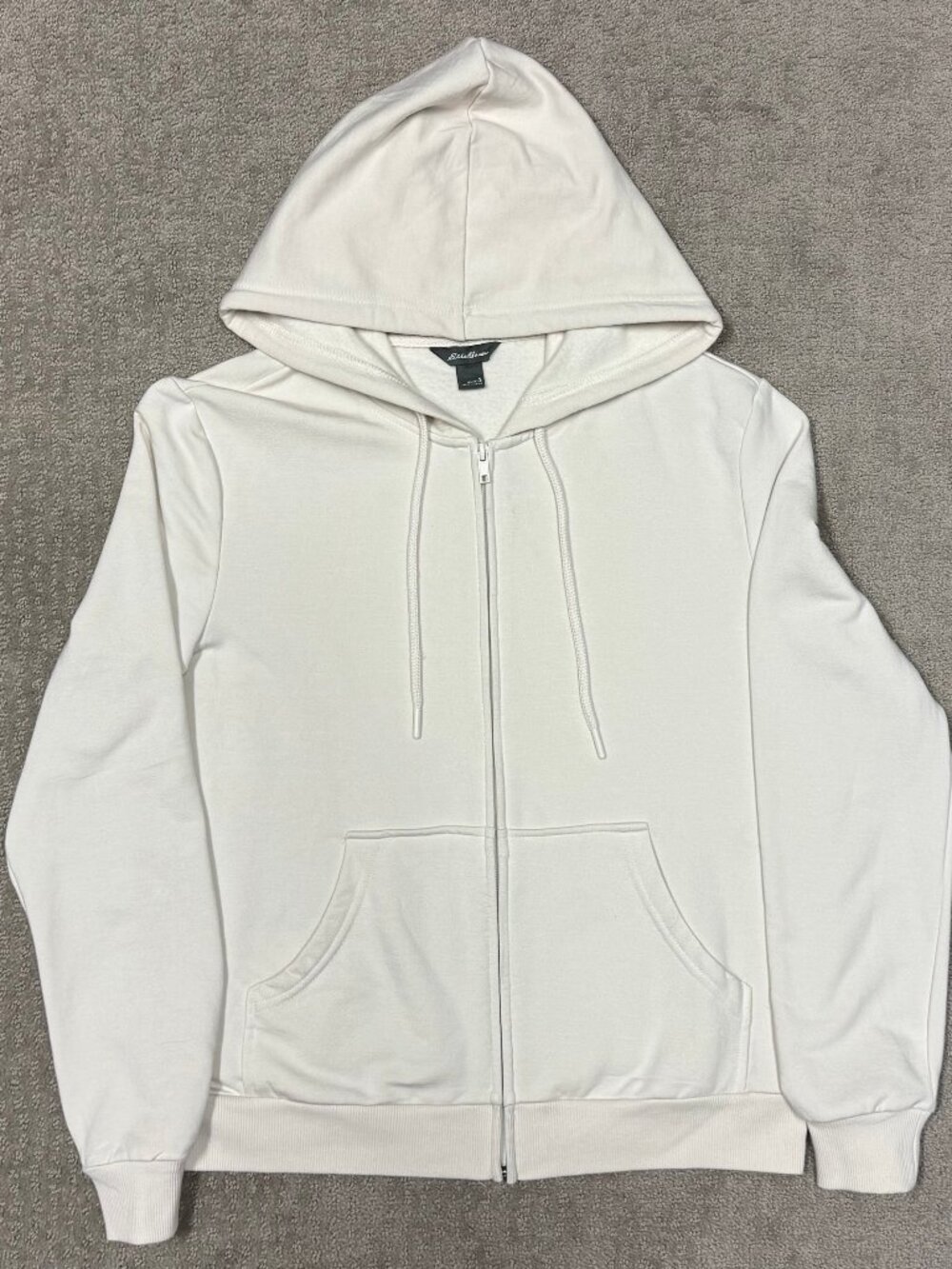 Eddie Bauer Fleece Zip Up Hoodie Sweatshirt Ivory Sz Sm Women's